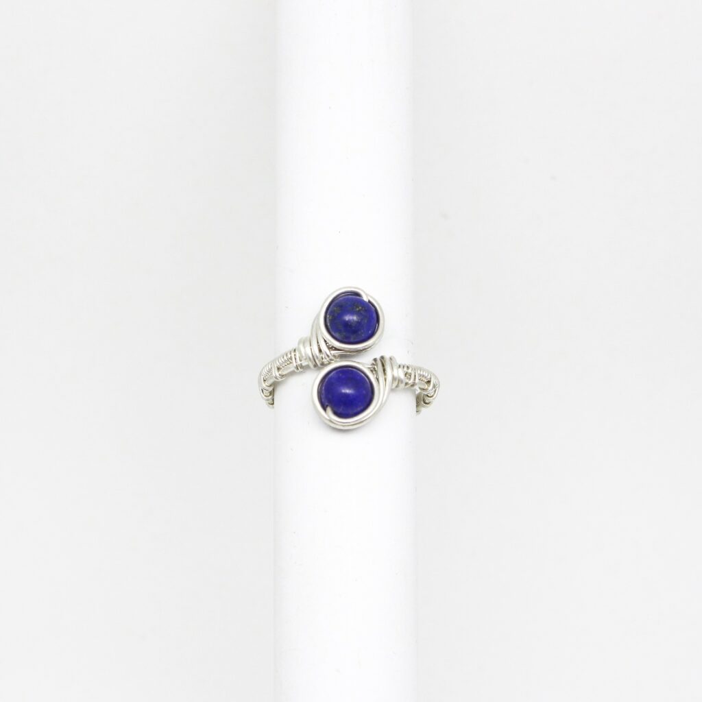 anello twin con lapislazzuli in montatura in argento