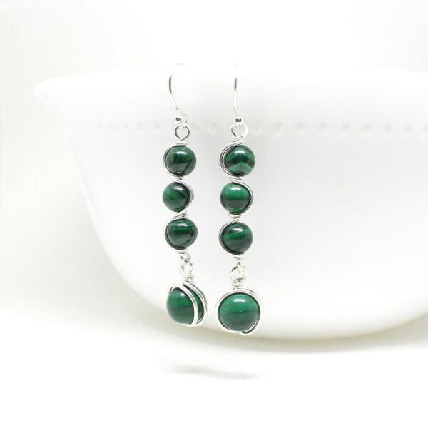 Orecchini Abbondanza in argento con Malachite