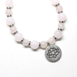 Bracciali con Charm fiore di loto - Quarzo rosa