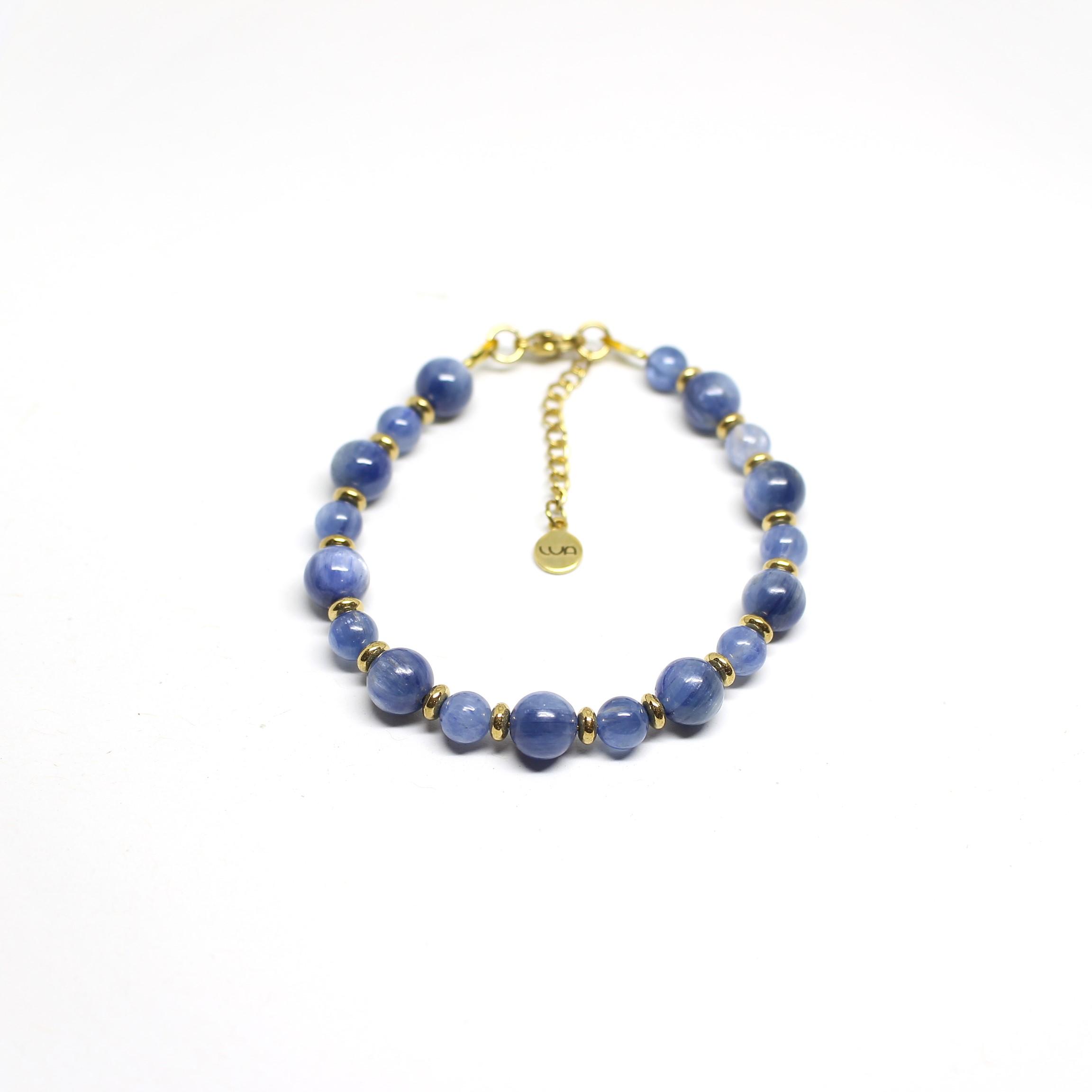 Bracciale della linea Elite con pietre di massima qualità. Bracciale con Cianite di alta qualità in acciaio dorato