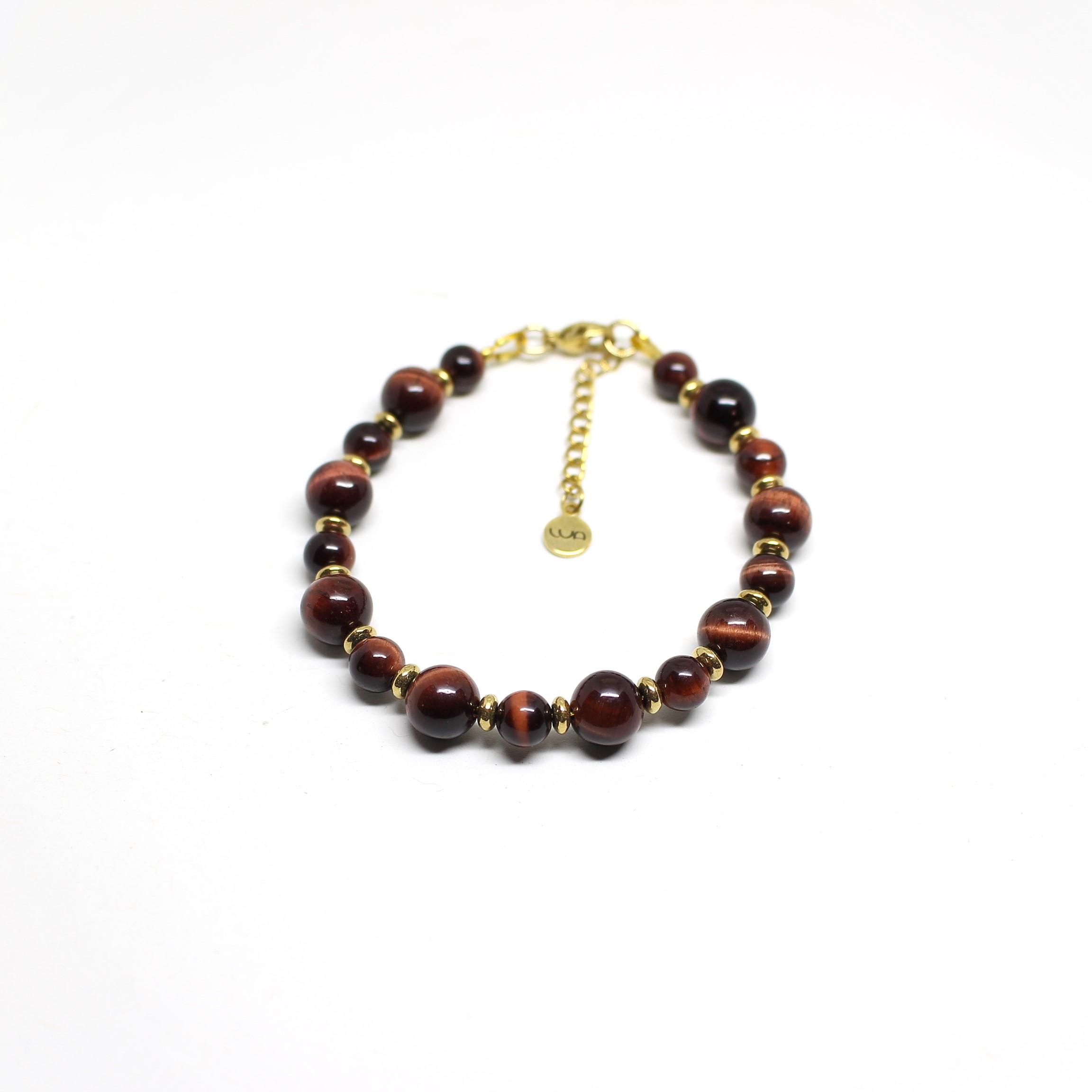 Bracciale della linea Elite con pietre di massima qualità. Bracciale con Occhio di Bue di alta qualità in acciaio dorato