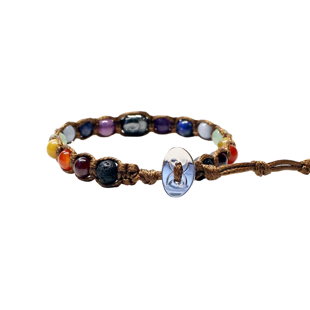 Buddhabrà 7 chakra variante argento con focus su pietre e chiusura