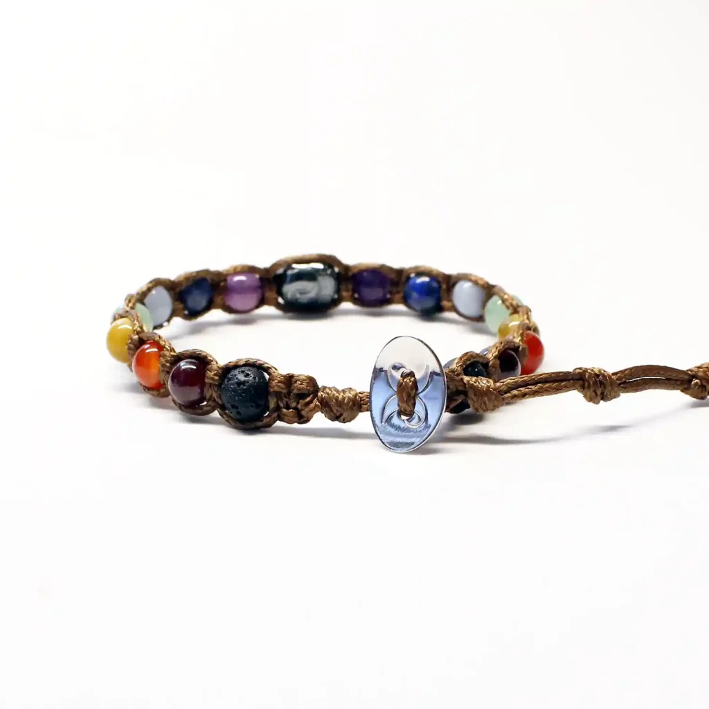 Buddhabrà 7 chakra variante argento con focus su pietre e chiusura
